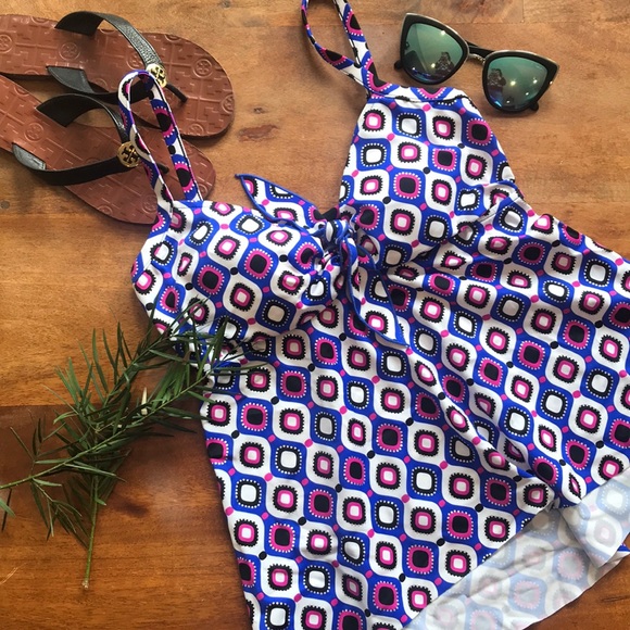 SWIM SOLUTIONS JEWELS TIE FRONT TANKINI TOP 8 - Picture 4 of 8